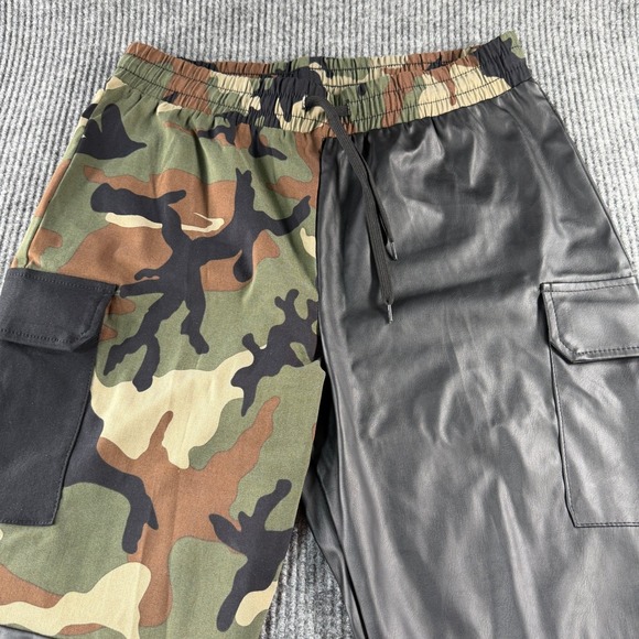 Like an Angel Cargo Jogger Pants Women XL Camo Black Faux Leather Excellent - Picture 2 of 8